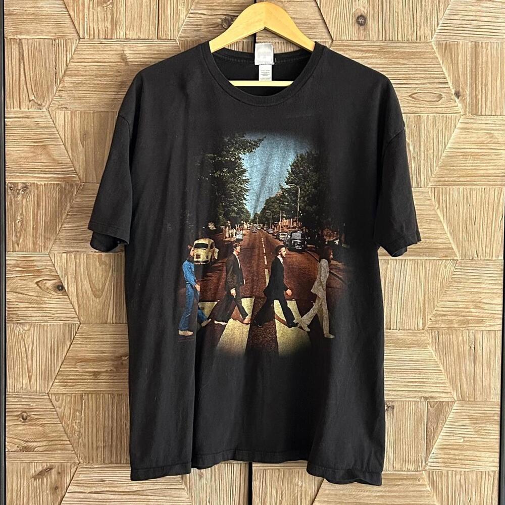Vintage The Beatles Men's Black T-shirt Short Sleeve Size 2XL